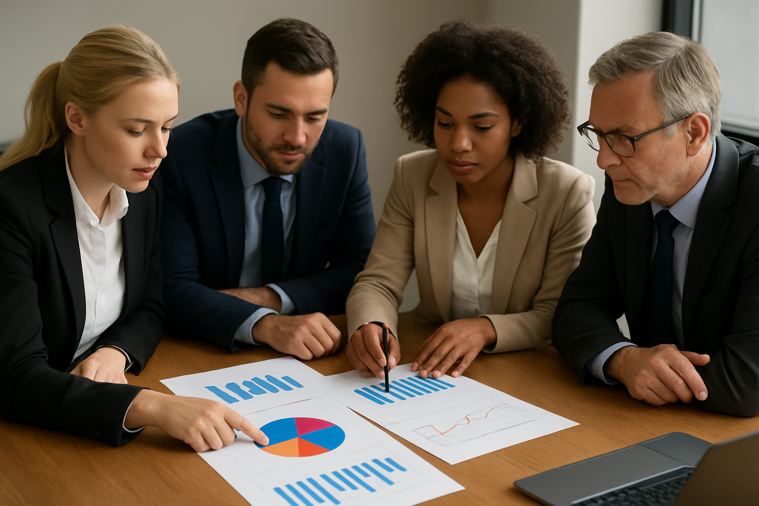 Business team analyzing sales performance