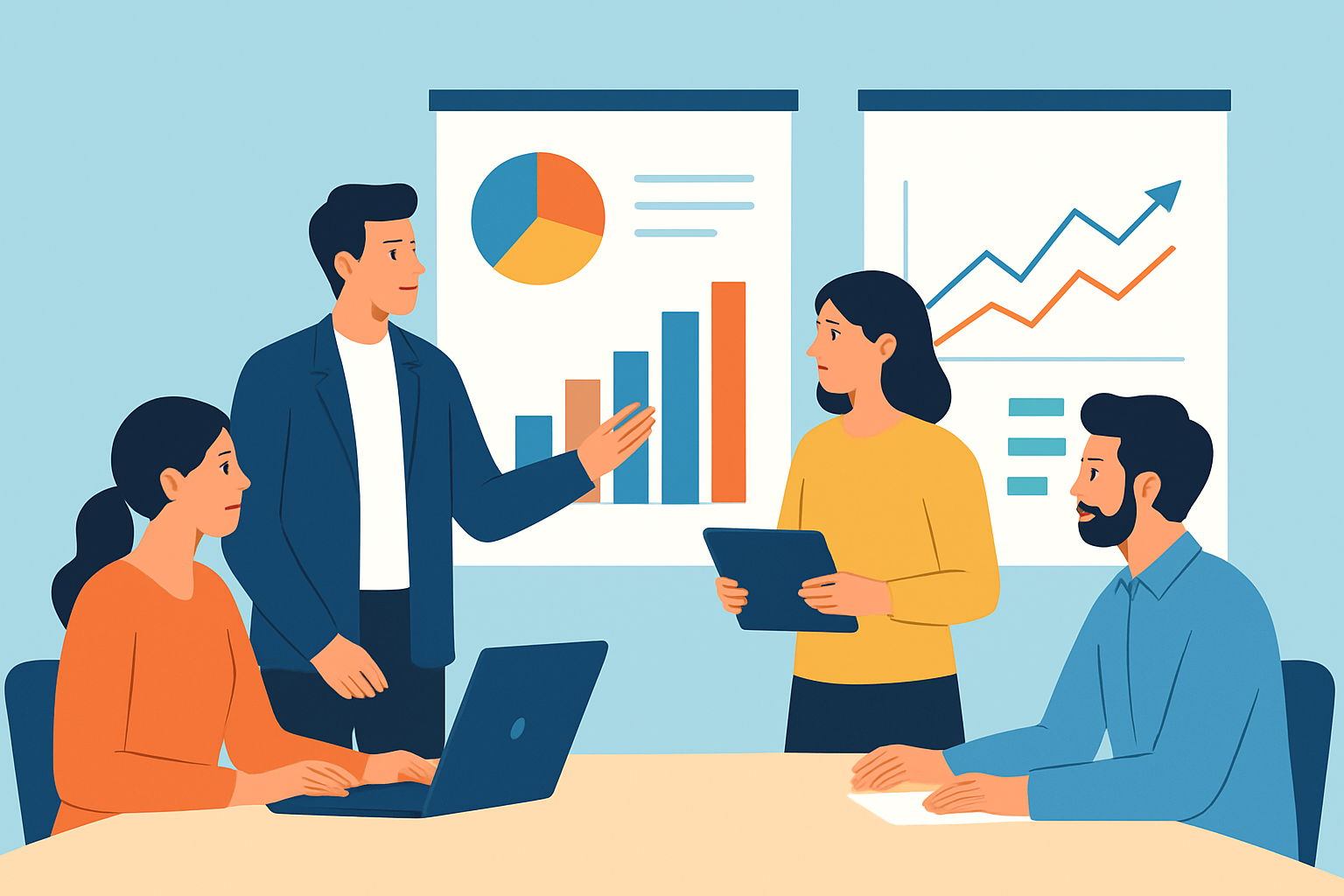 Team analyzing data insights together