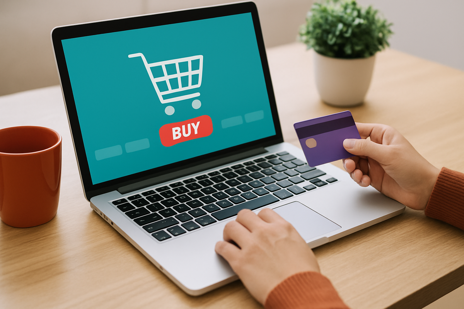 Engaged shopper exploring e-commerce options