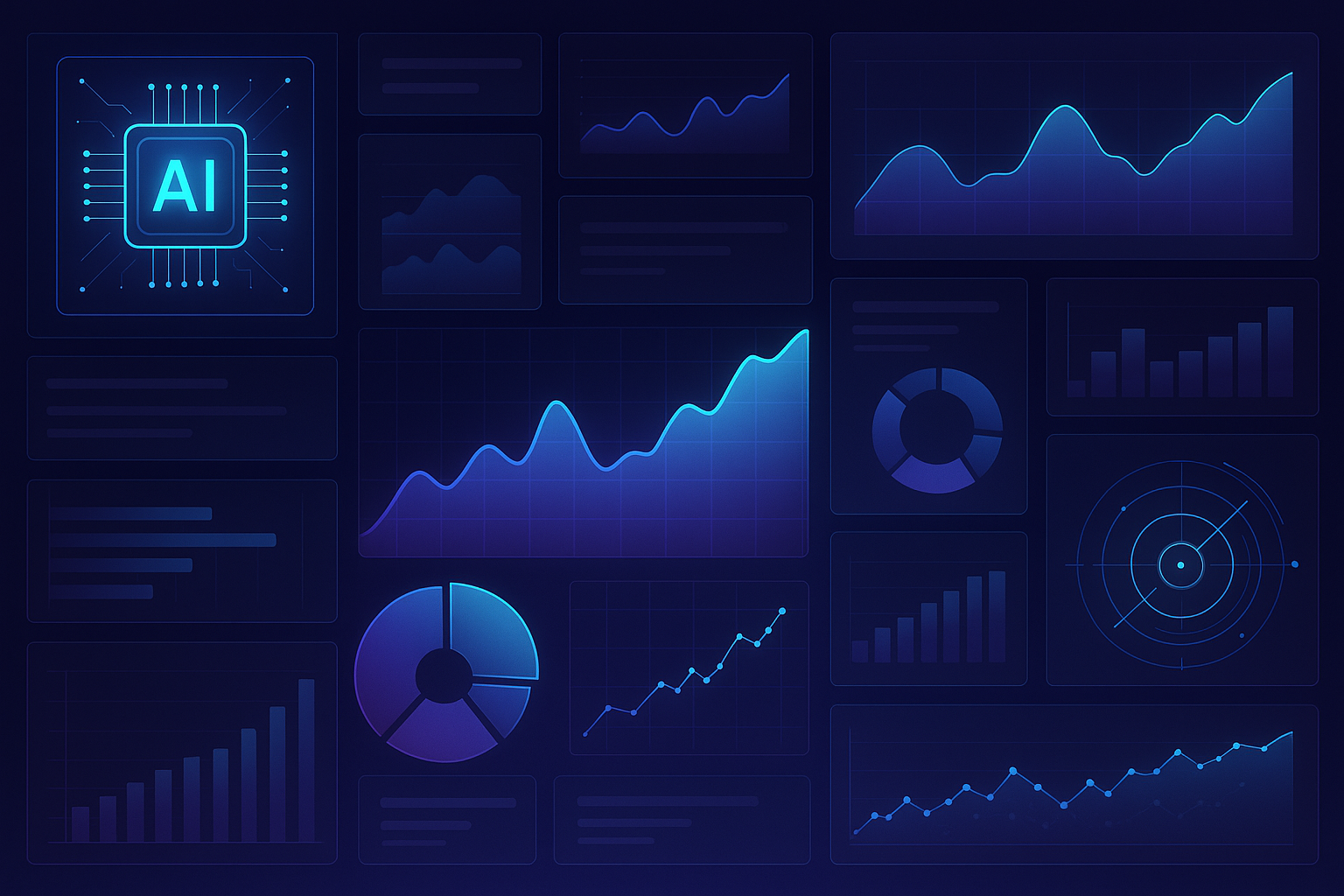 Futuristic AI SEO Dashboard Visualization
