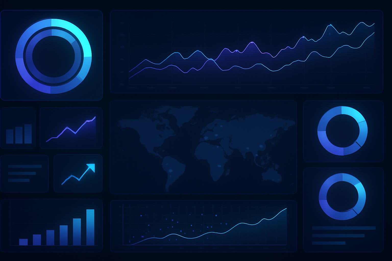 Futuristic SEO analytics dashboard visualization