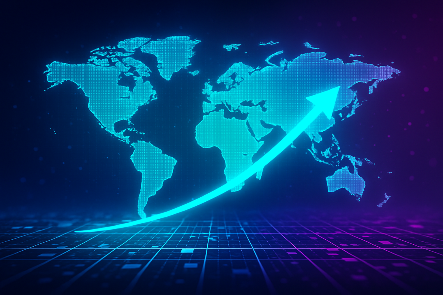 Holographic map highlighting global SEO growth