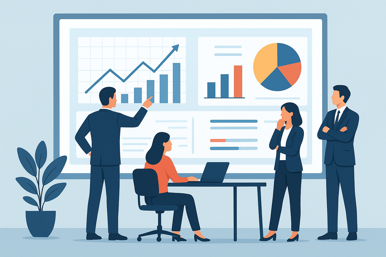 Business team reviewing performance data