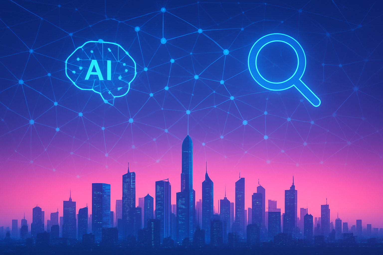 Futuristic skyline with AI integration