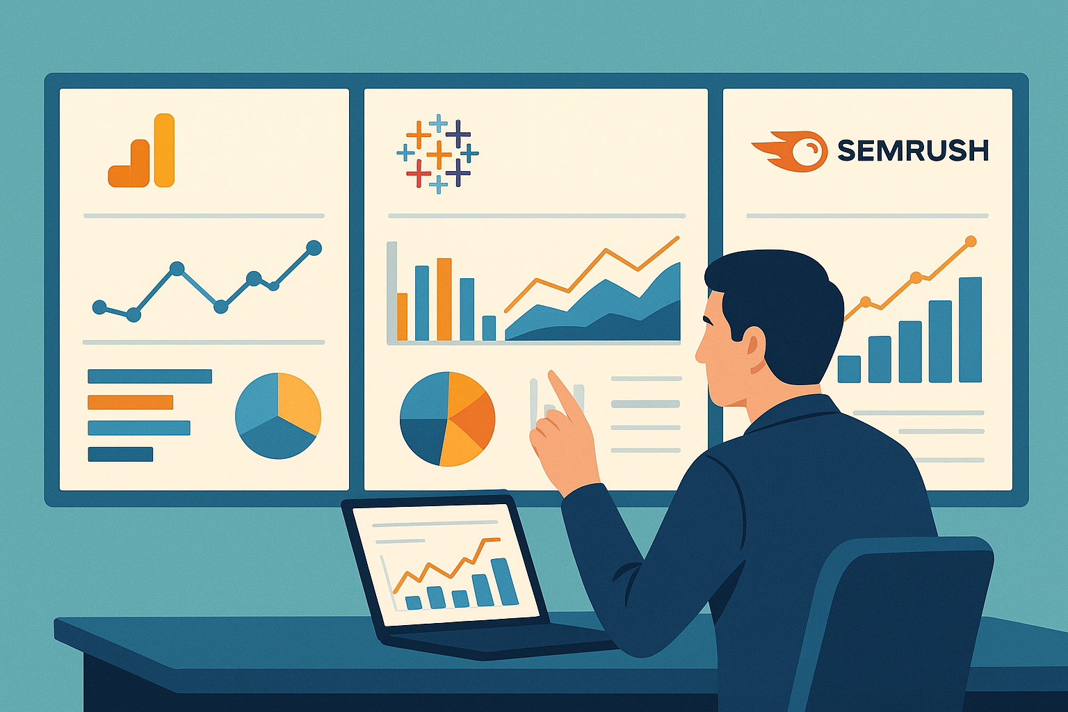 Marketer evaluating data performance metrics