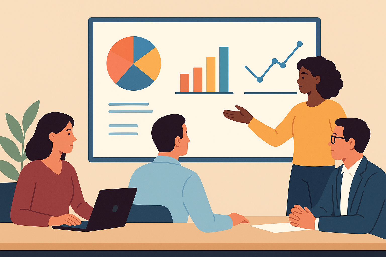 Team analyzing content performance data