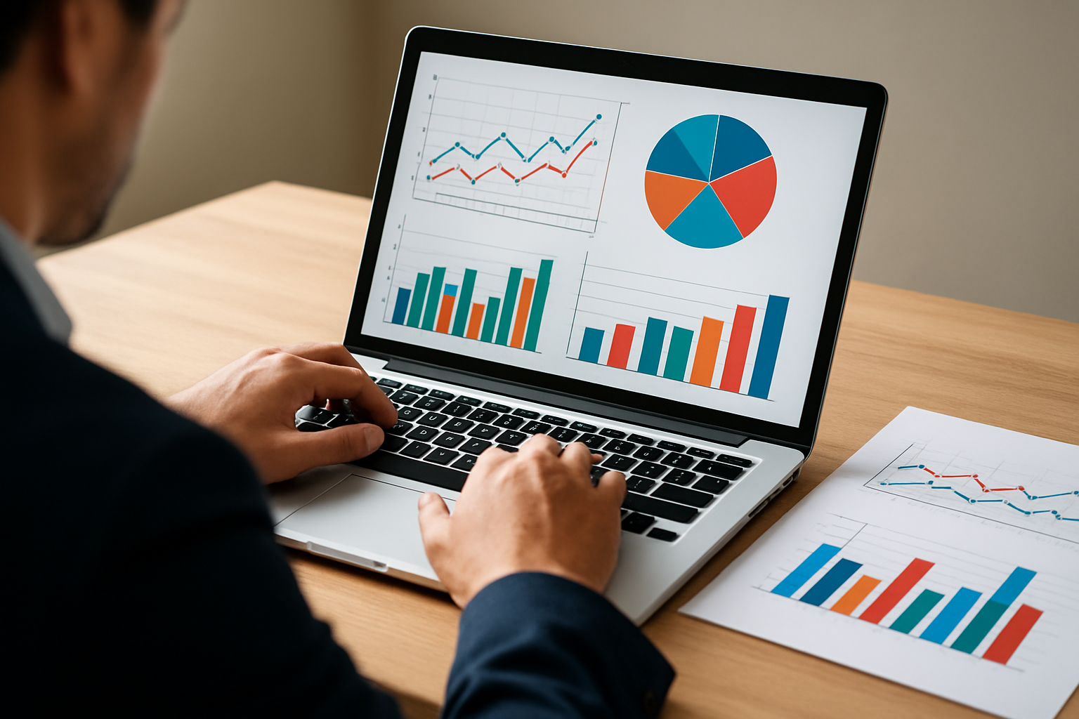 Marketer analyzing data for growth strategies