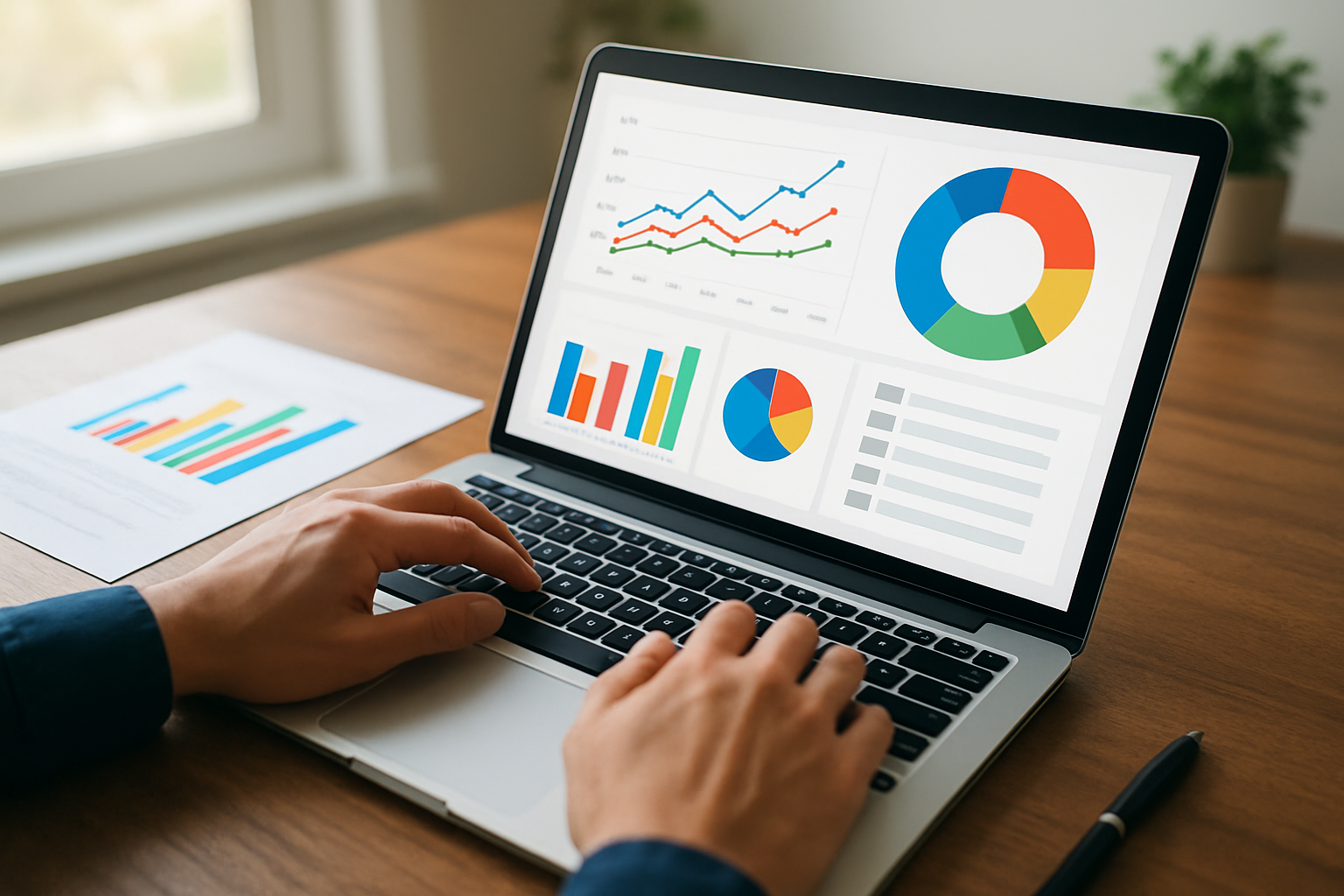 Analyzing SEO trends on laptop