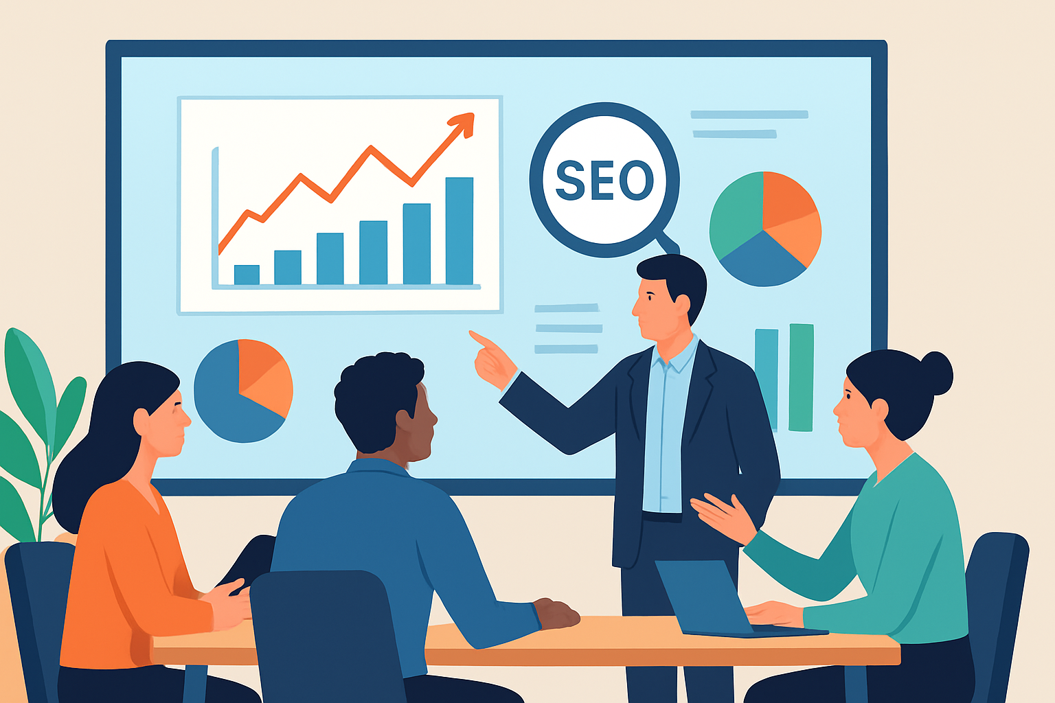 Team analyzing SEO performance data