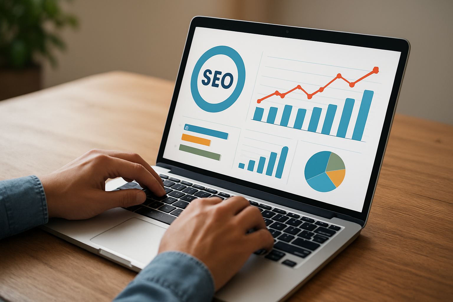 Person analyzing SEO data on laptop