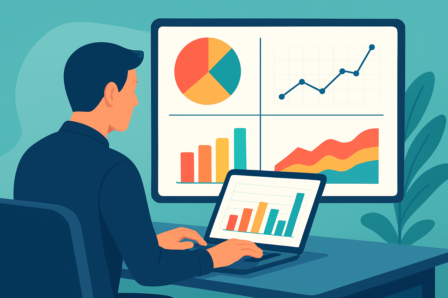 Marketer analyzing data insights online