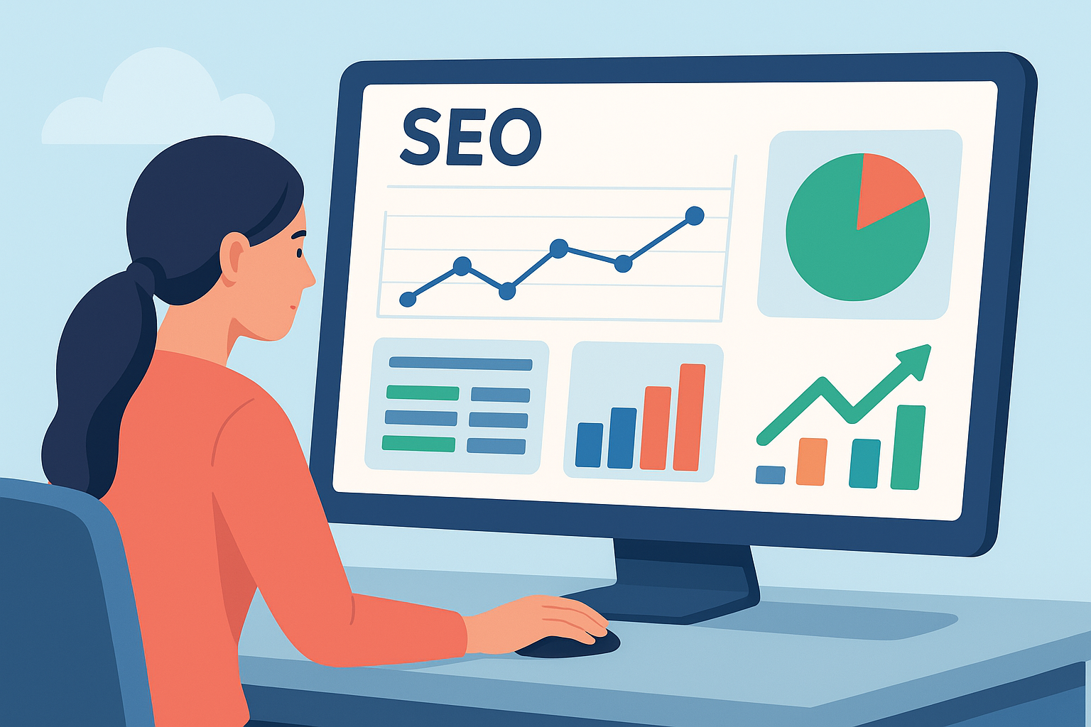 Marketer analyzing SEO performance data