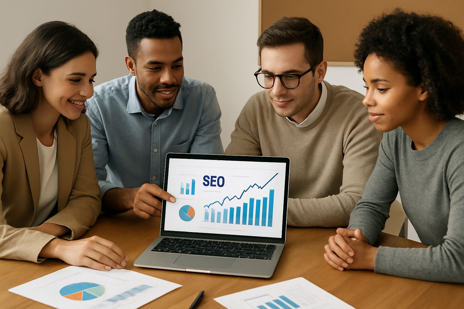 Team analyzing SEO data insights