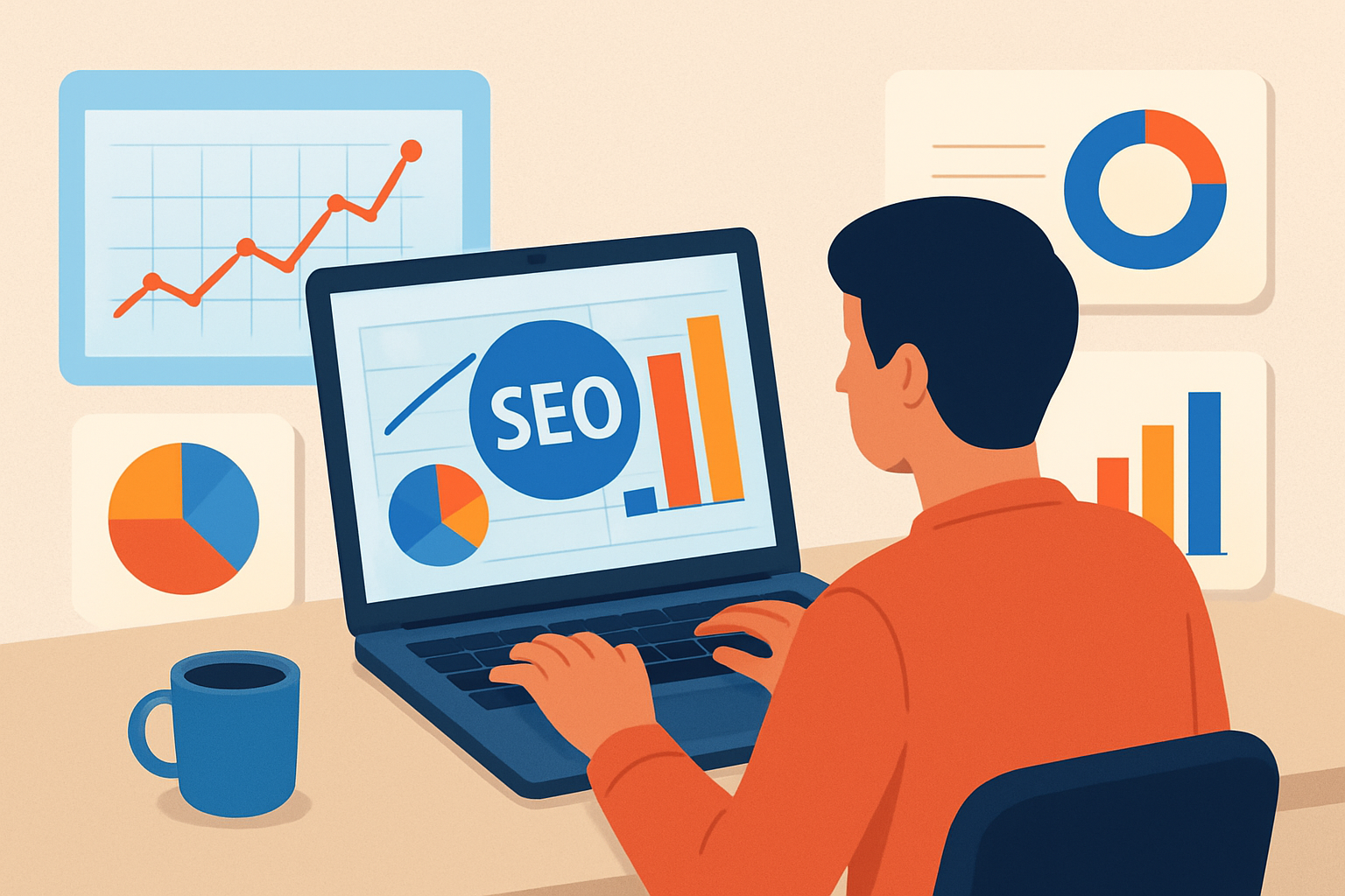 Analyzing SEO performance on laptop