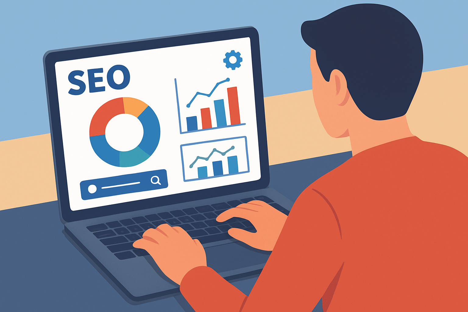 Person analyzing SEO metrics on laptop