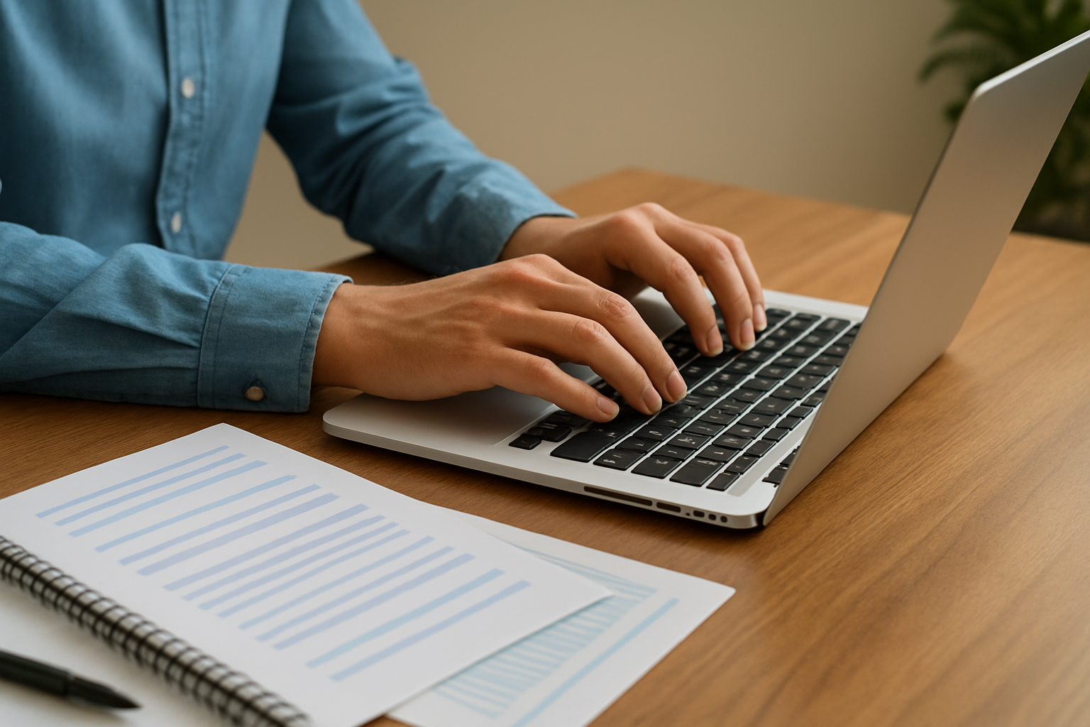 Focused writer refining content drafts