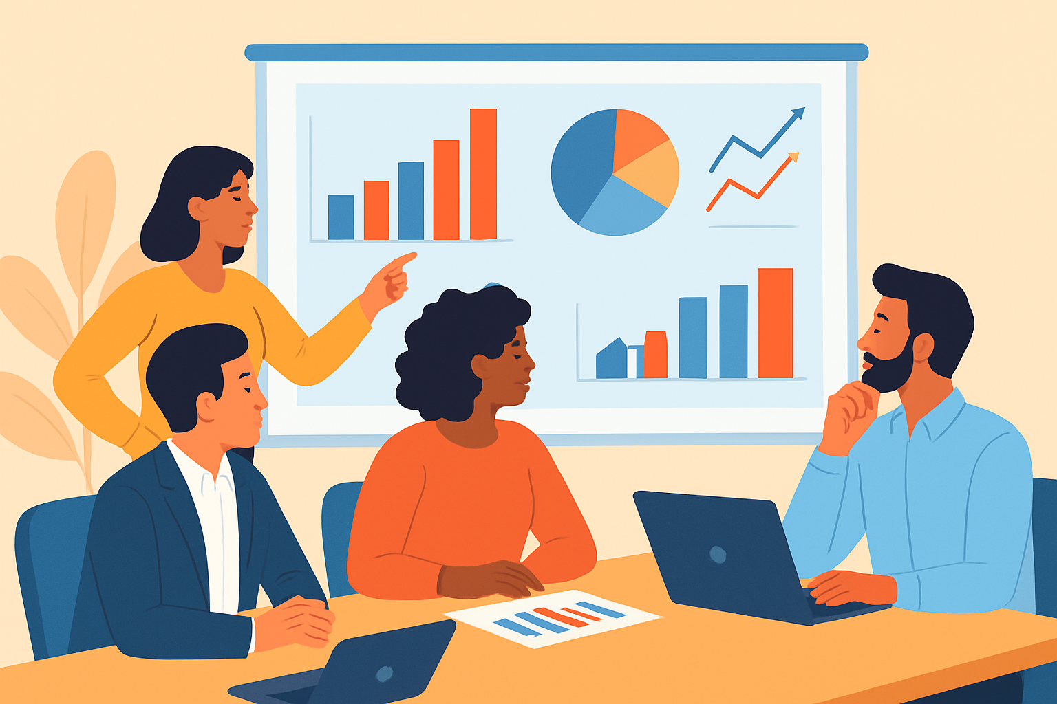 Team analyzing brand performance data