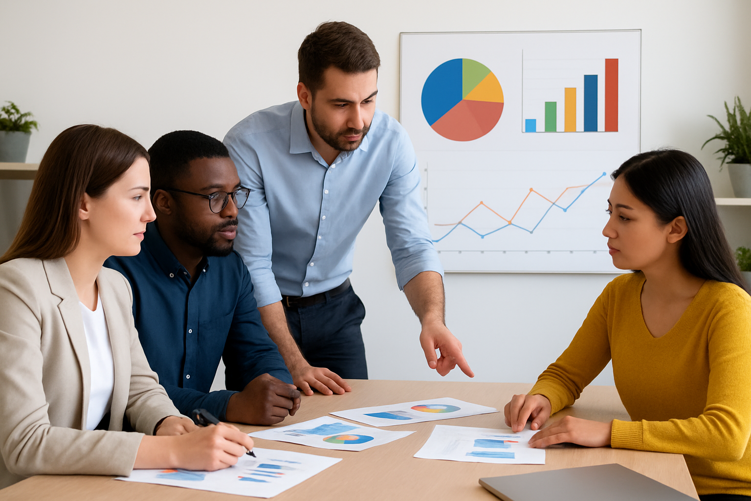 Team analyzing marketing performance metrics