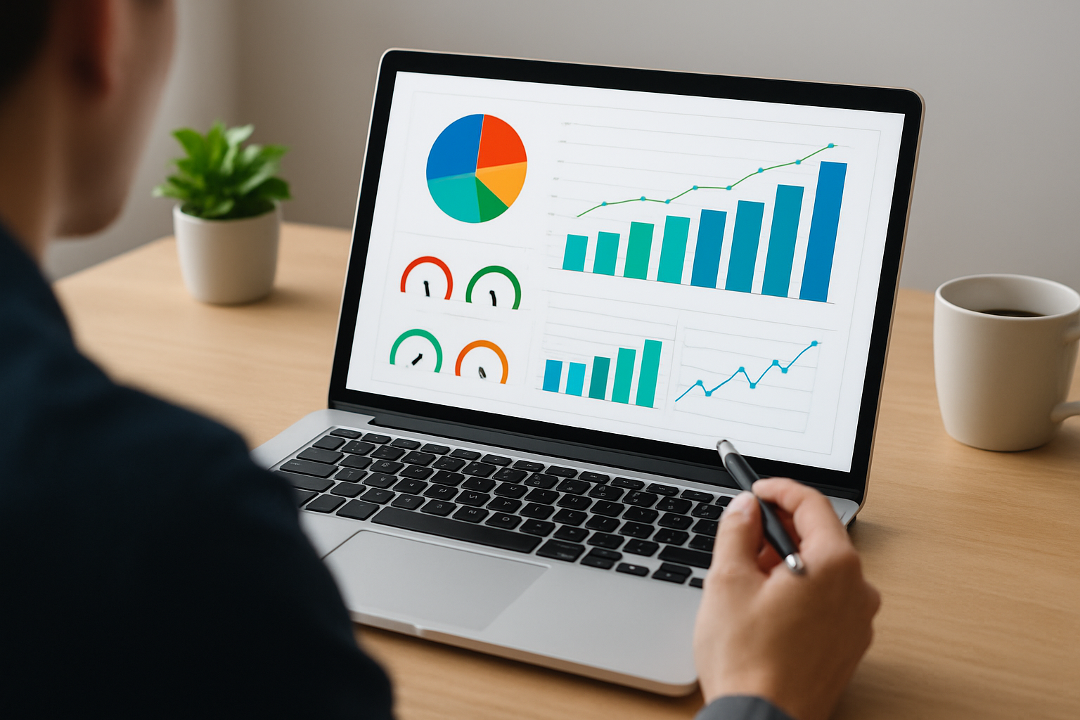 Expert assessing SEO metrics digitally